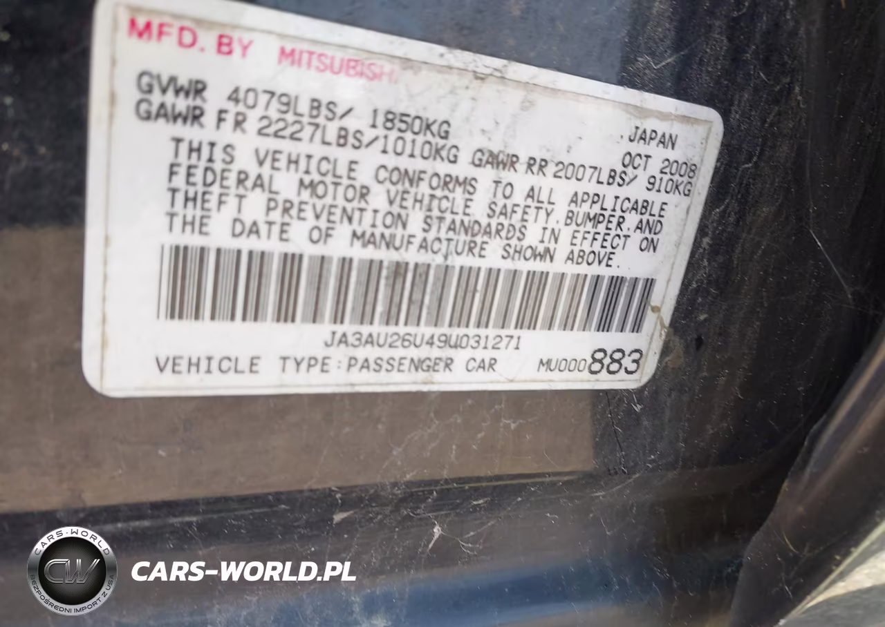 2009 Mitsubishi Lancer Es-Es-Sport VIN:JA3AU26U49U031271 - 9