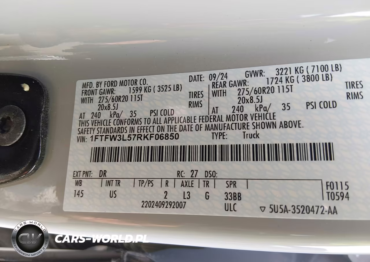 2024 Ford F-150 Xlt VIN:1FTFW3L57RKF06850 - 9