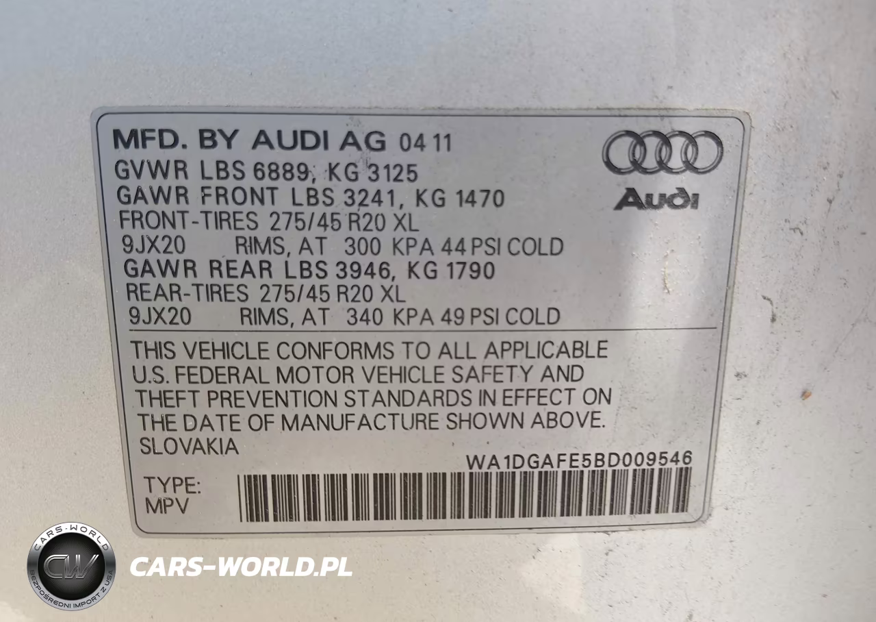 2011 Audi Q7 3.0T S Line Prestige VIN:WA1DGAFE5BD009546 - 9