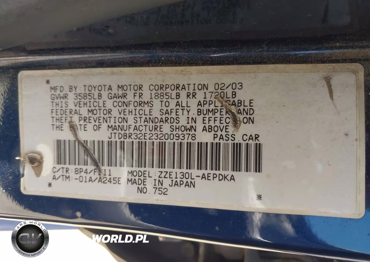 2003 Toyota Corolla Ce VIN:JTDBR32E232009378 - 9