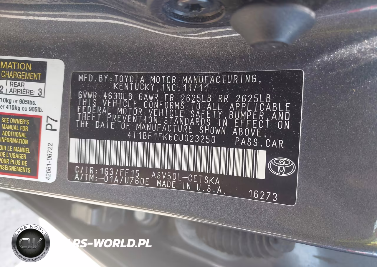 2012 Toyota Camry Se VIN:4T1BF1FK6CU023250 - 9