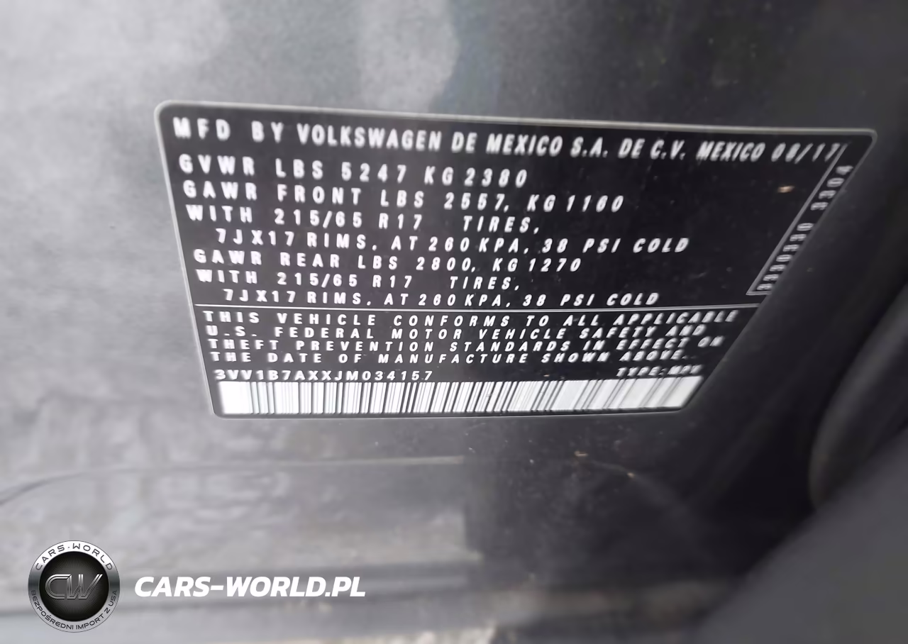 2018 Volkswagen Tiguan 2.0T S VIN:3VV1B7AXXJM034157 - 9
