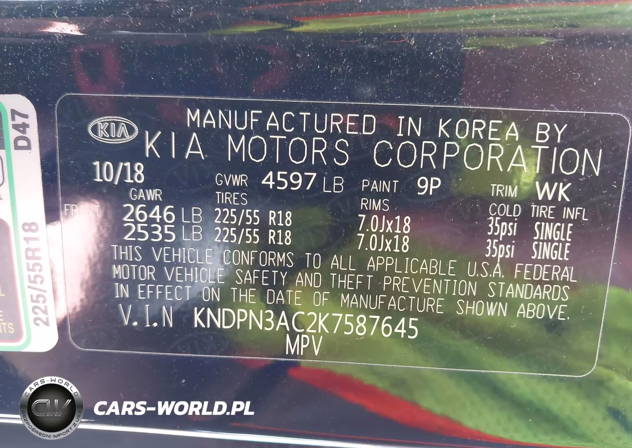 2019 Kia Sportage Ex VIN:KNDPN3AC2K7587645 - 9