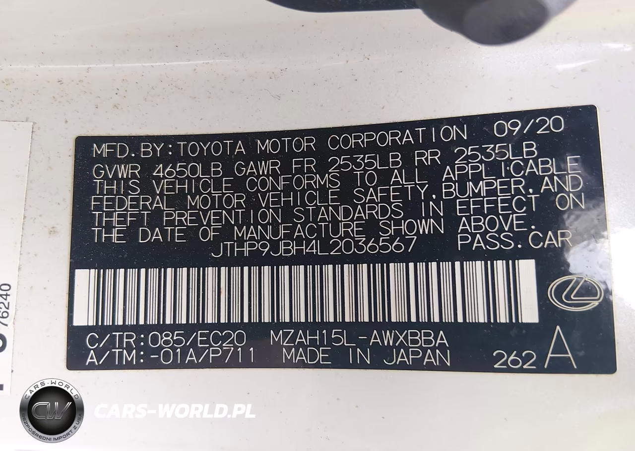 2020 Lexus Ux 250H VIN:JTHP9JBH4L2036567 - 9