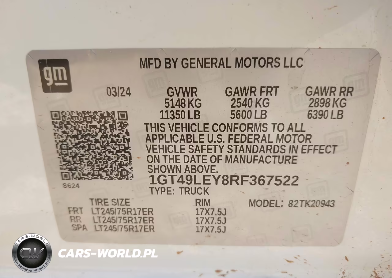 2024 GMC Sierra 2500Hd 4Wd Long Bed Pro VIN:1GT49LEY8RF367522 - 9