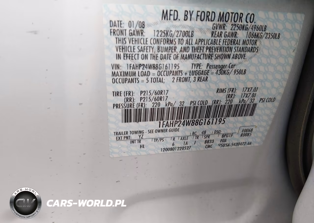 2008 Ford Taurus Sel VIN:1FAHP24W88G161195 - 9