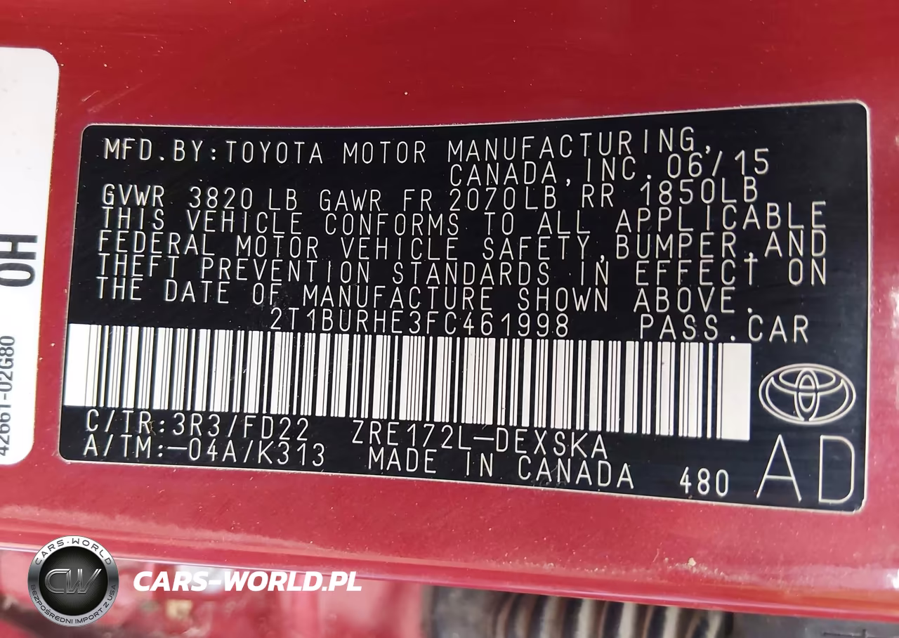 2015 Toyota Corolla S Plus VIN:2T1BURHE3FC461998 - 9