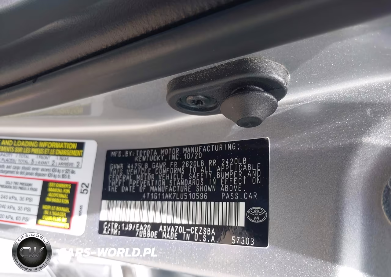2020 Toyota Camry Se VIN:4T1G11AK7LU510596 - 9