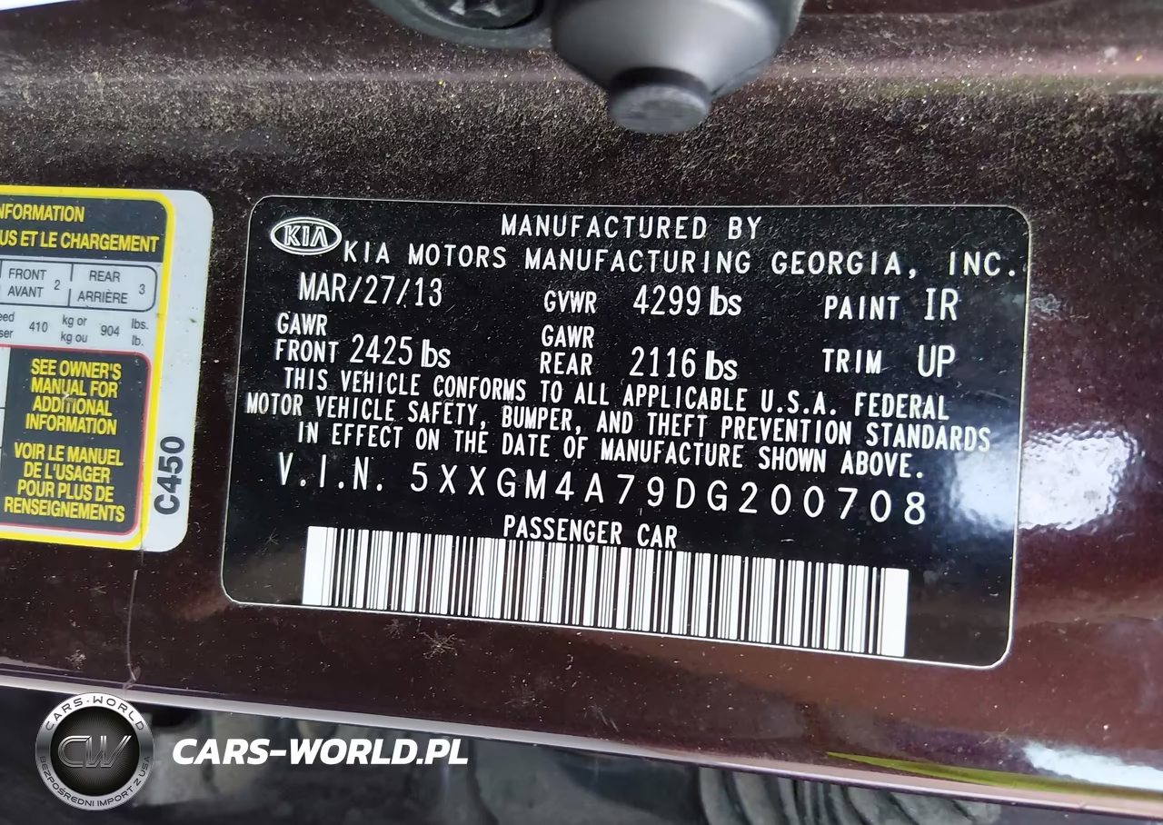2013 Kia Optima Lx VIN:5XXGM4A79DG200708 - 9