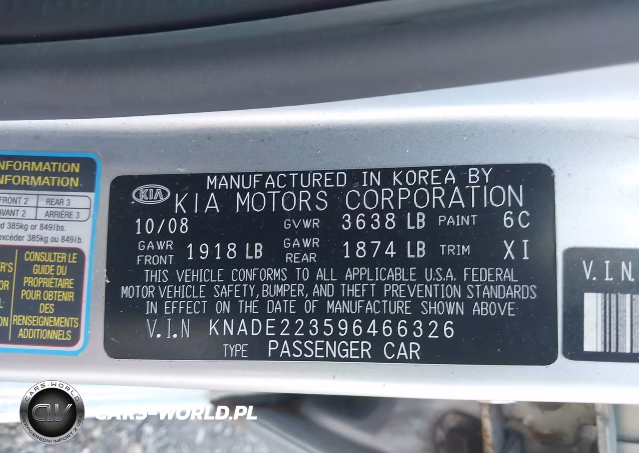 2009 Kia Rio VIN:KNADE223596466326 - 9