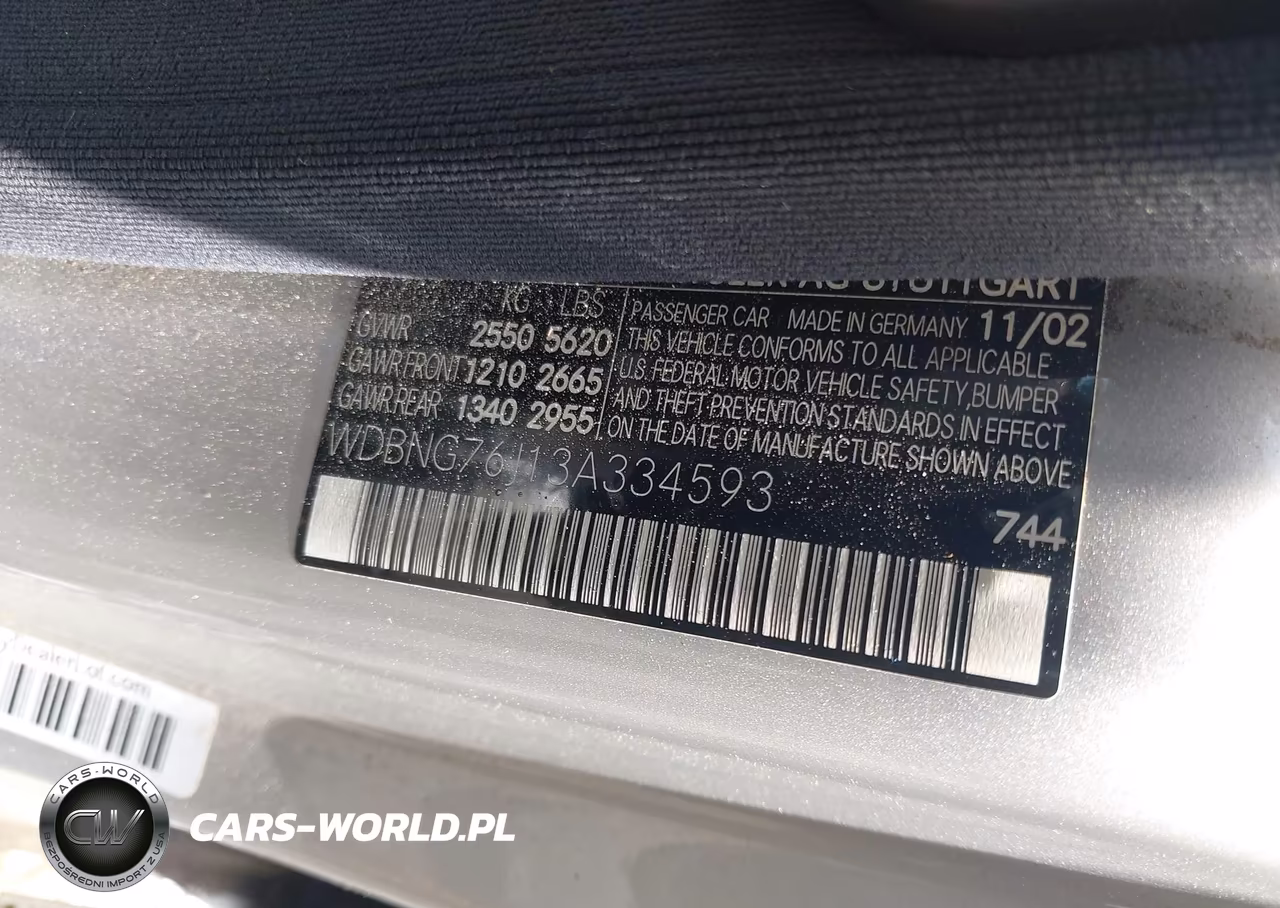 2003 Mercedes-Benz S 600 VIN:WDBNG76J13A334593 - 9