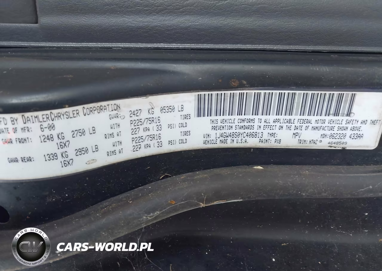 2000 Jeep Grand Cherokee Laredo VIN:1J4GW48S0YC406813 - 9