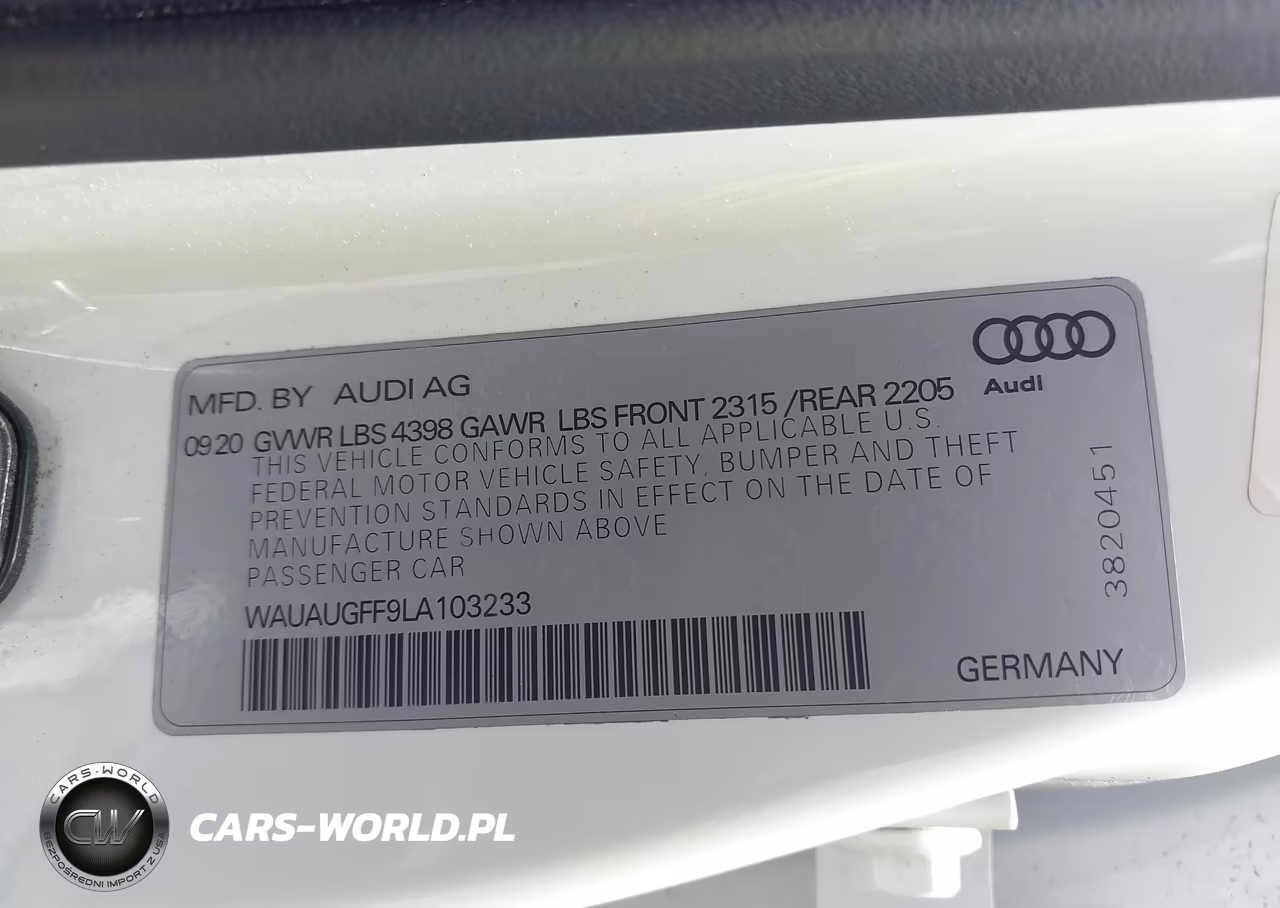 2020 Audi A3 Premium 40 Tfsi Front-Wheel Drive S Tronic VIN:WAUAUGFF9LA103233 - 9