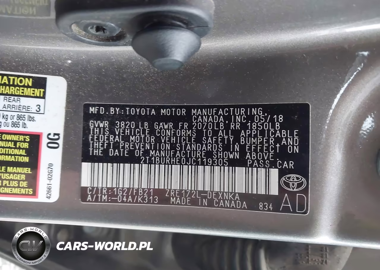 2018 Toyota Corolla Le VIN:2T1BURHE0JC119305 - 9