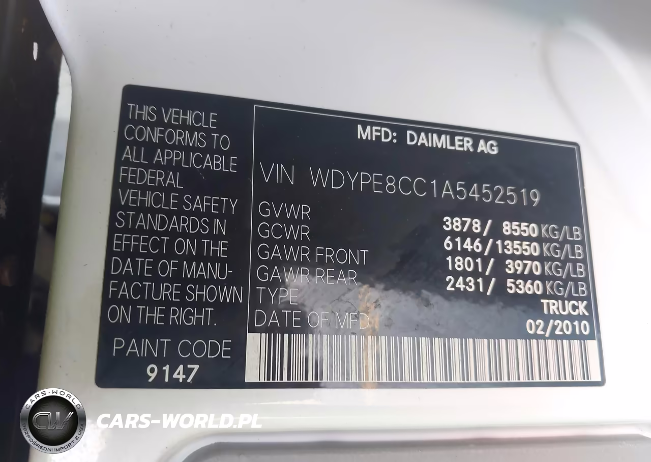 2010 Freightliner Sprinter 2500 VIN:WDYPE8CC1A5452519 - 9