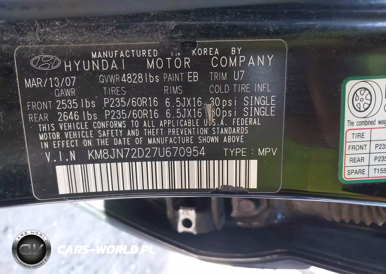 2007 Hyundai Tucson Limited-Se VIN:KM8JN72D27U670954 - 9