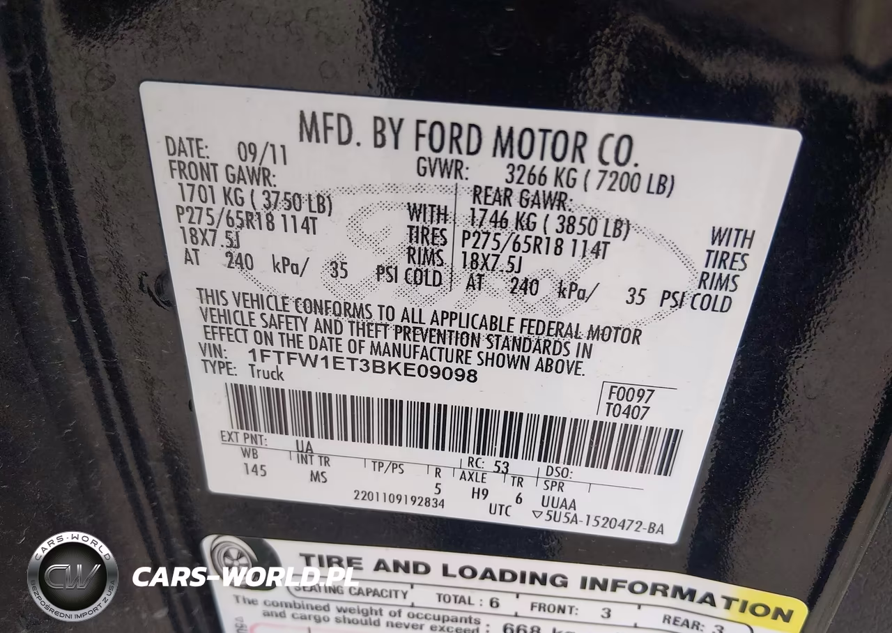 2011 Ford F-150 Xlt VIN:1FTFW1ET3BKE09098 - 9