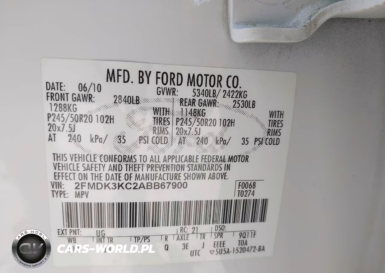 2010 Ford Edge Limited VIN:2FMDK3KC2ABB67900 - 9