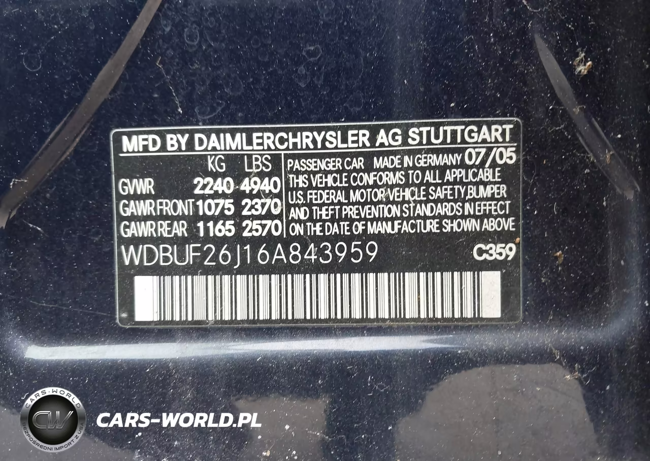 2006 Mercedes-Benz E 320 Cdi VIN:WDBUF26J16A843959 - 9