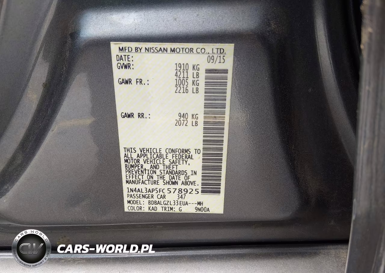2015 NISSAN ALTIMA 2.5 S VIN:1N4AL3AP5FC578925 - 9
