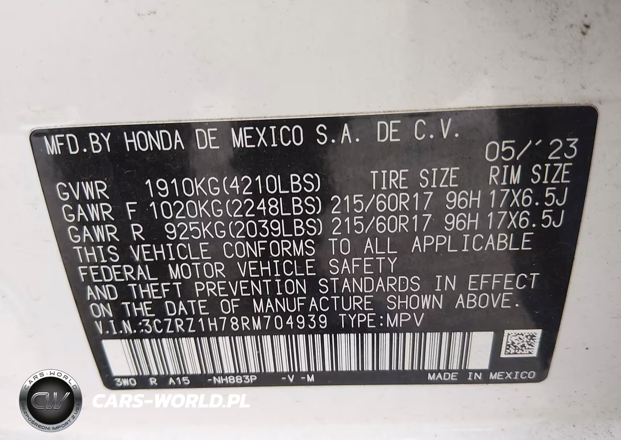 2024 Honda Hr-V 2Wd Ex-L-2Wd Ex-L W-O Bsi VIN:3CZRZ1H78RM704939 - 9