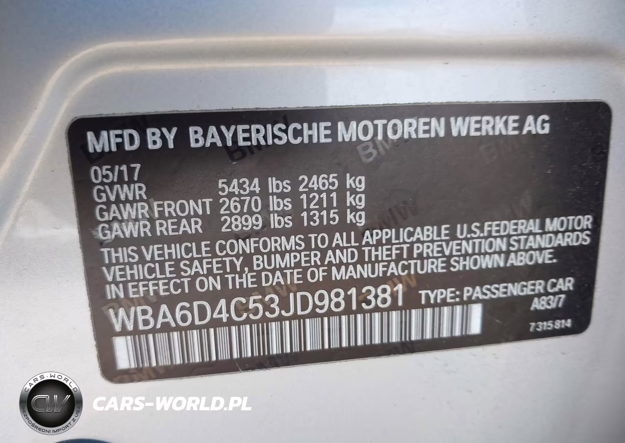 2018 BMW 650I Gran Coupe VIN:WBA6D4C53JD981381 - 9