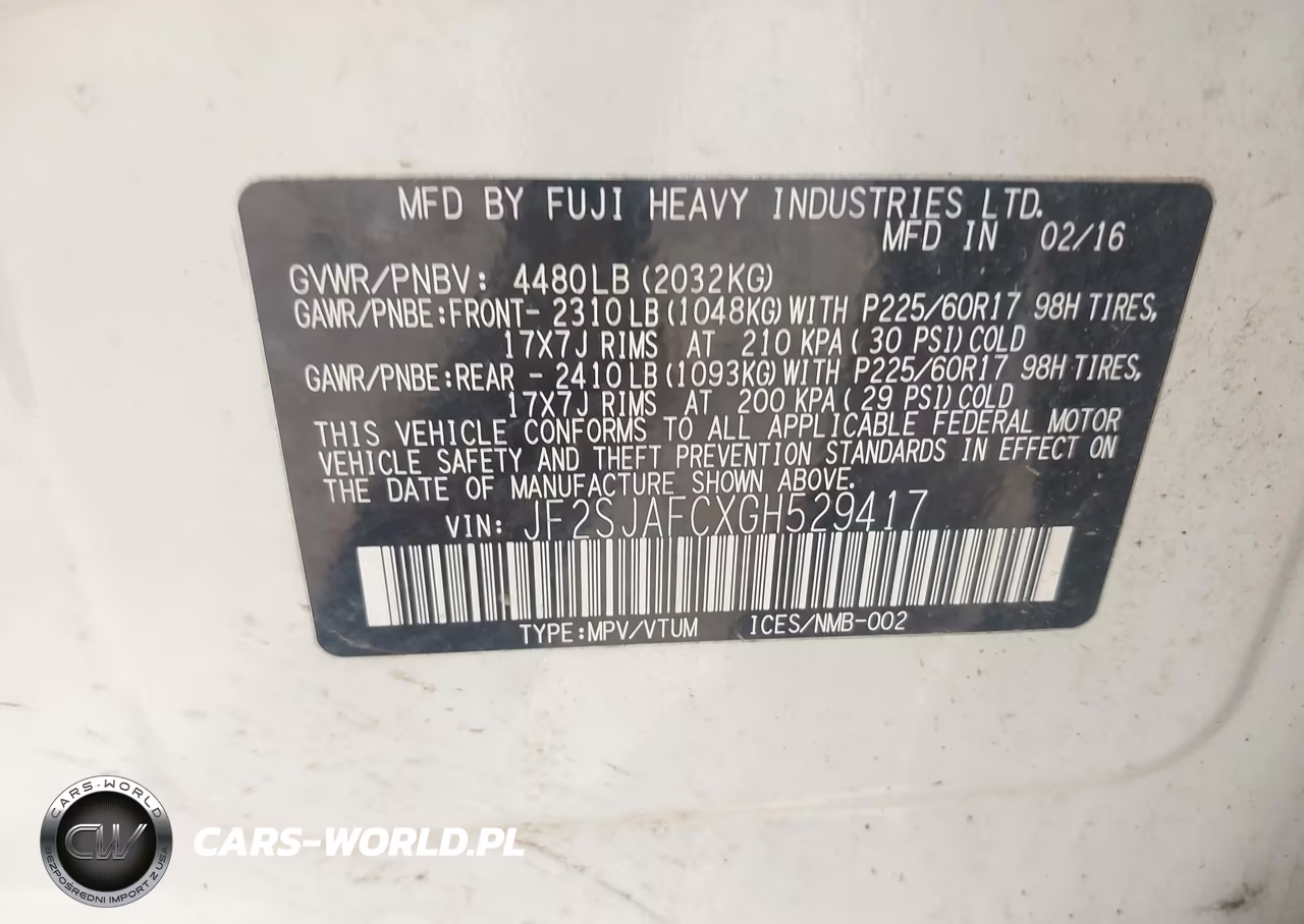 2016 Subaru Forester 2.5I Premium VIN:JF2SJAFCXGH529417 - 9