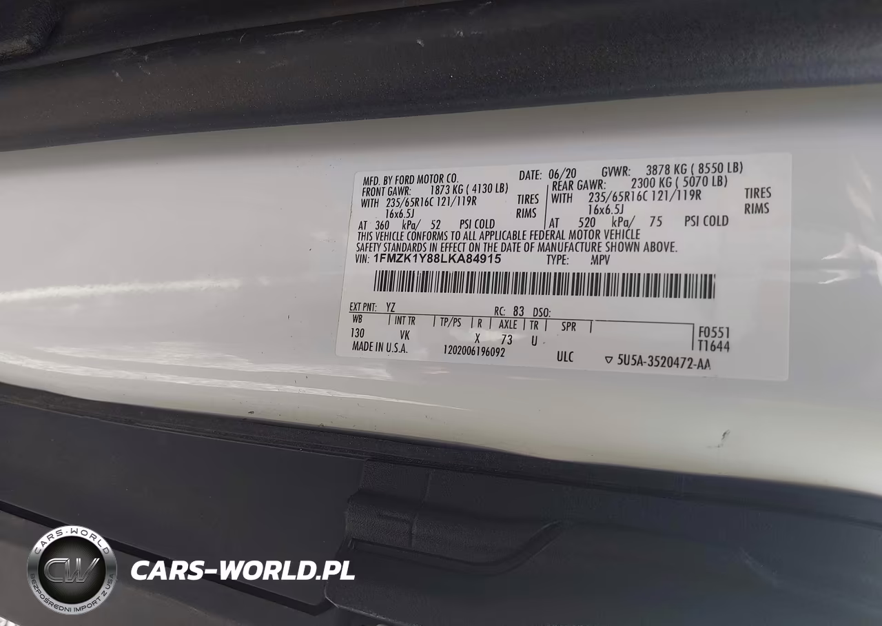 2020 Ford Transit-150 Passenger Van Xl VIN:1FMZK1Y88LKA84915 - 9