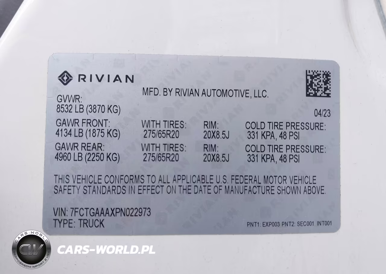 2023 Rivian R1T Adventure Quad Motor Large Pack VIN:7FCTGAAAXPN022973 - 9