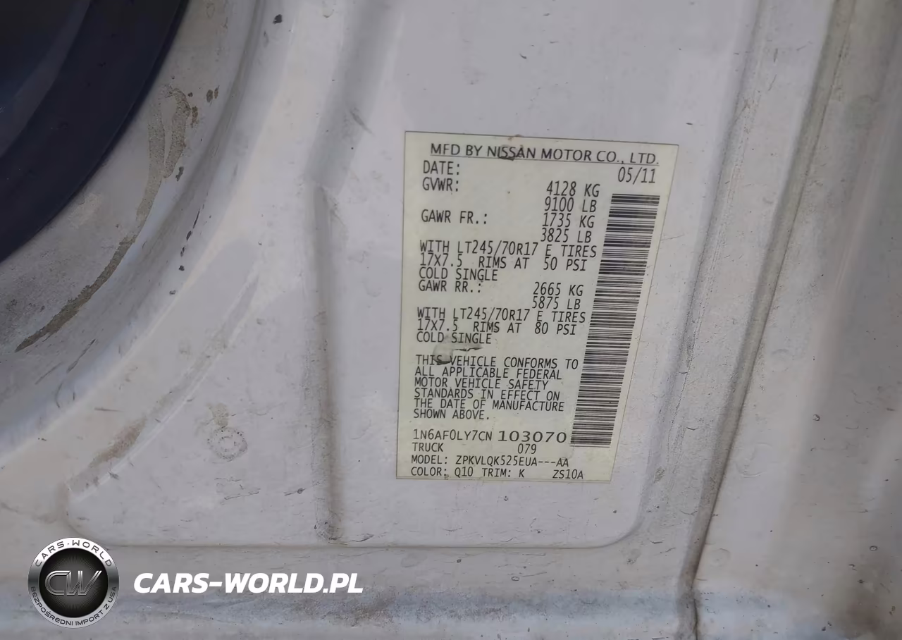 2012 Nissan Nv 2500 Nv2500 Hd S V8 VIN:1N6AF0LY7CN103070 - 9