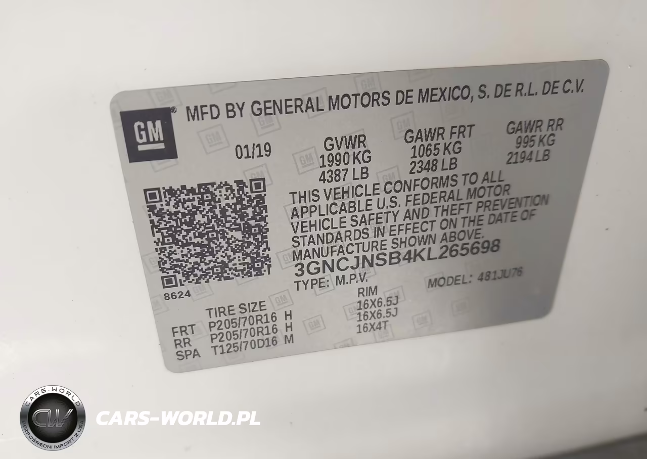 2019 Chevrolet Trax Ls VIN:3GNCJNSB4KL265698 - 9