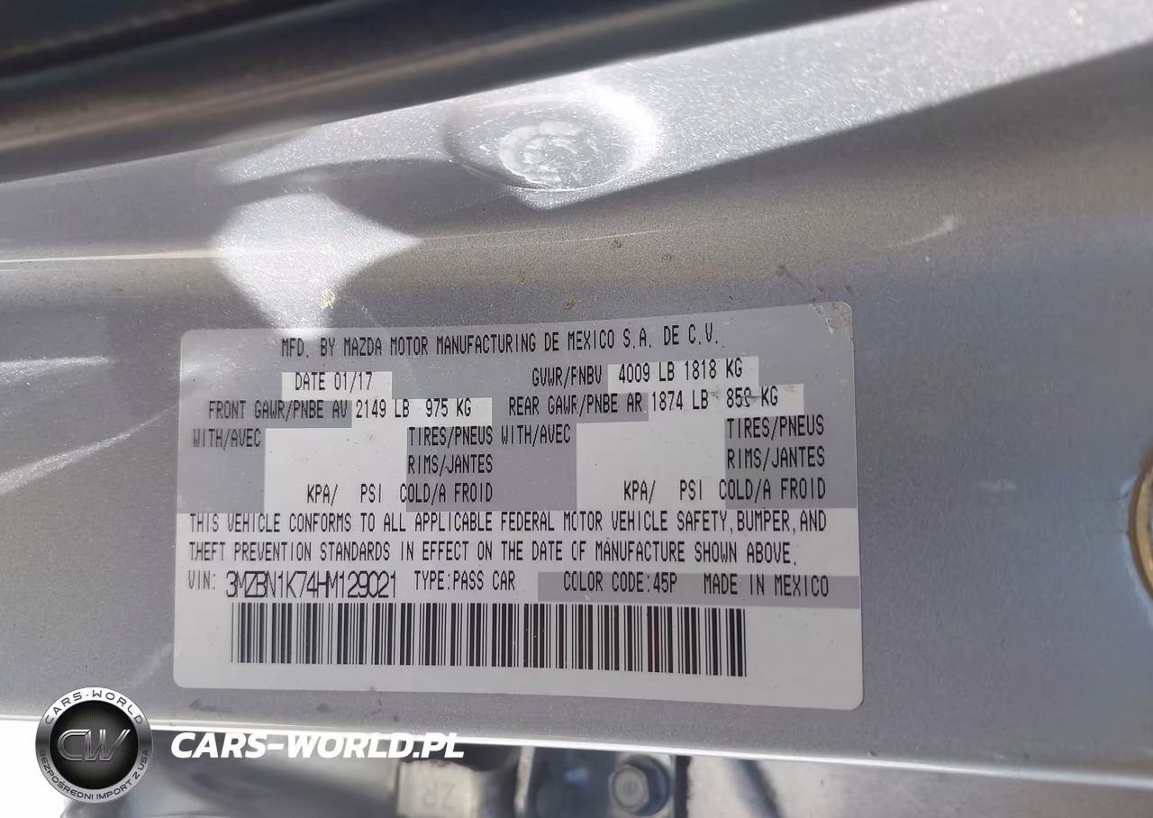 2017 MAZDA 3 SPORT VIN:3MZBN1K74HM129021 - 9