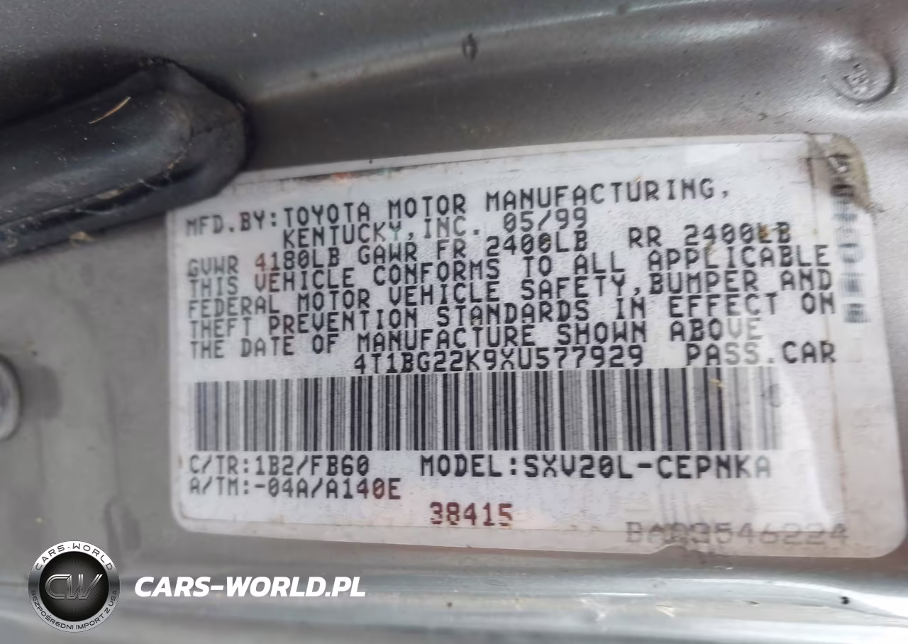 1999 Toyota Camry Le VIN:4T1BG22K9XU577929 - 9