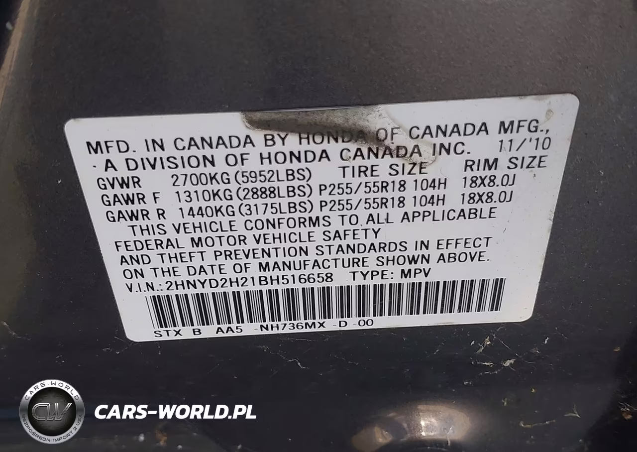 2011 Acura Mdx VIN:2HNYD2H21BH516658 - 9