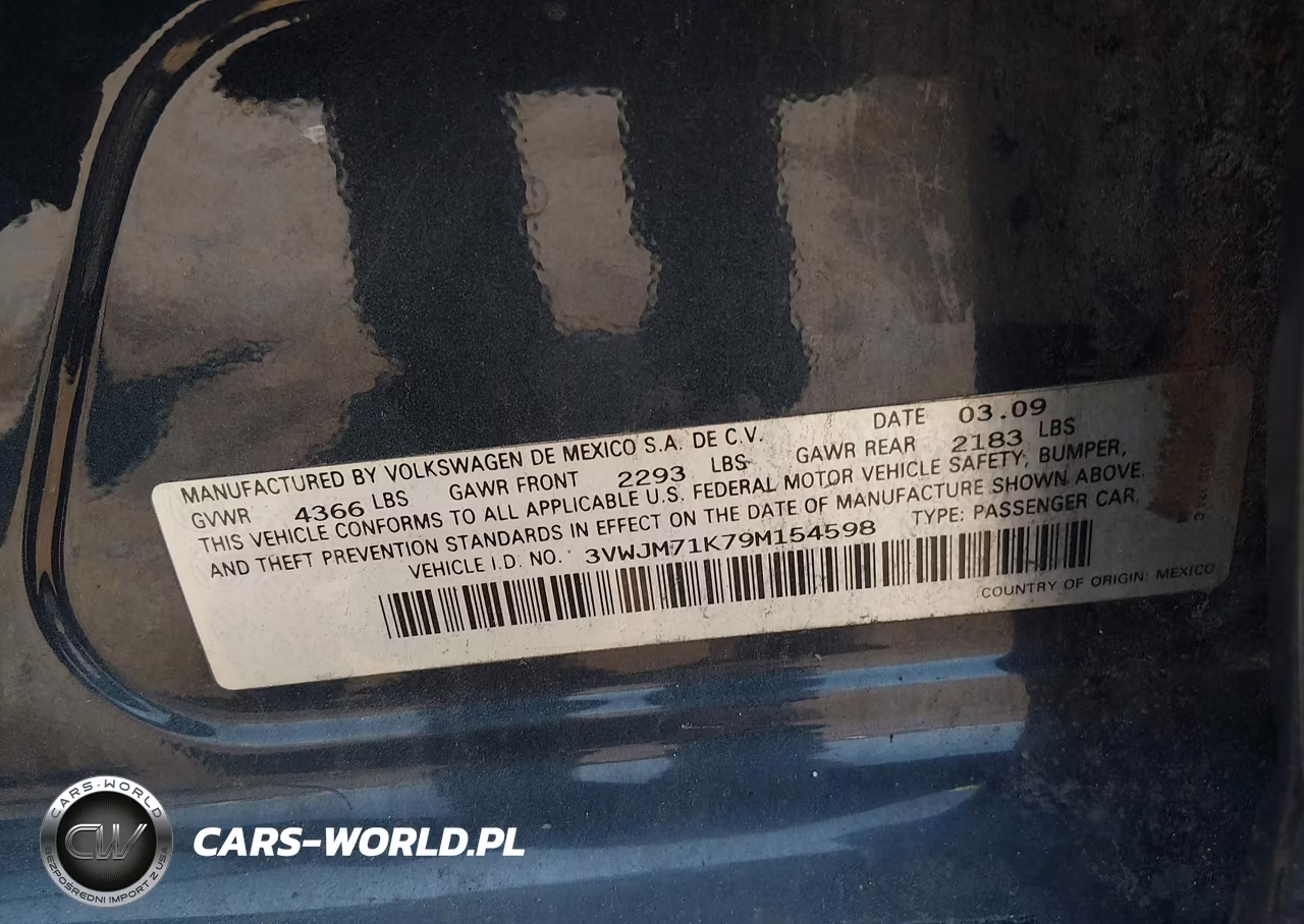 2009 Volkswagen Jetta S VIN:3VWJM71K79M154598 - 9