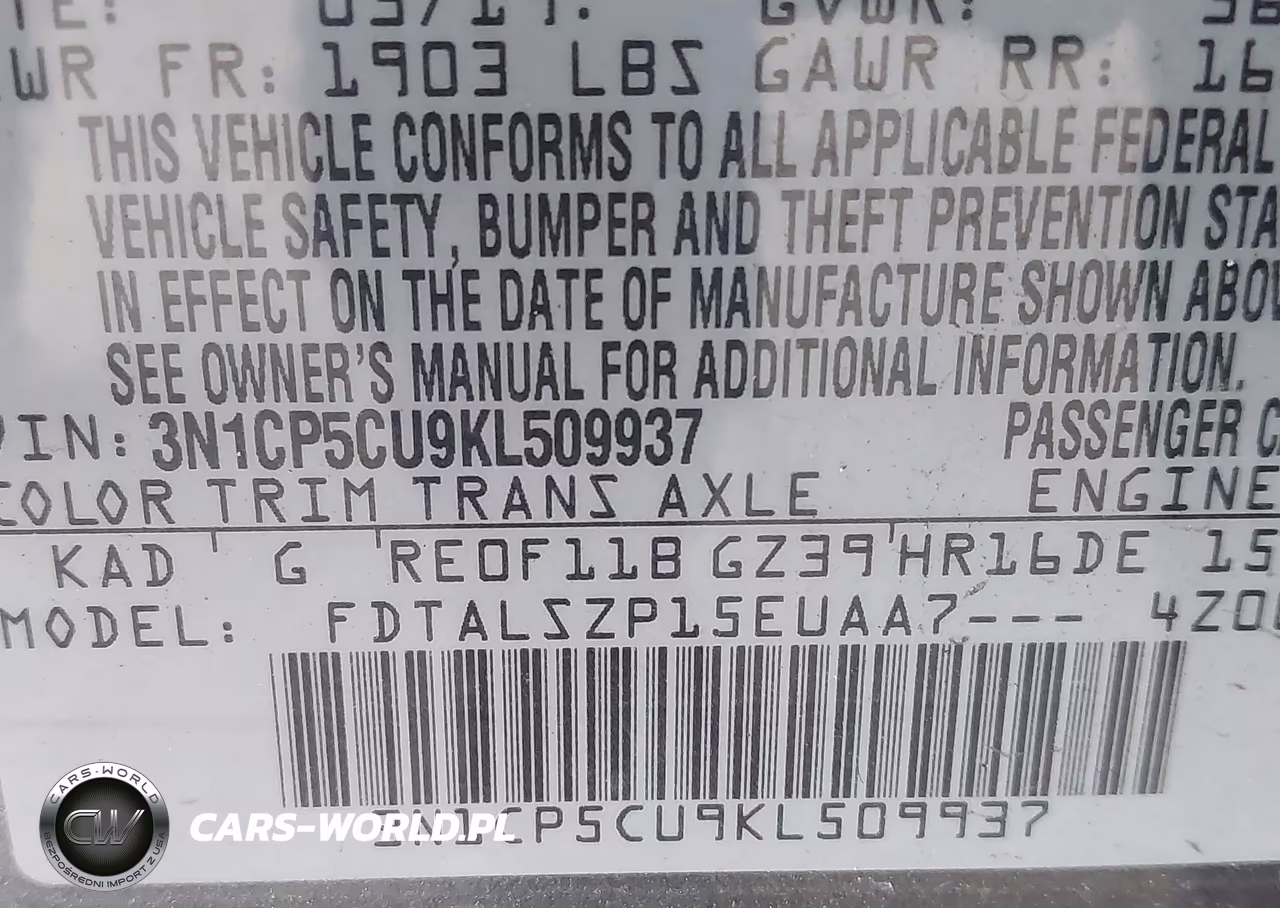 2019 Nissan Kicks Sv VIN:3N1CP5CU9KL509937 - 9