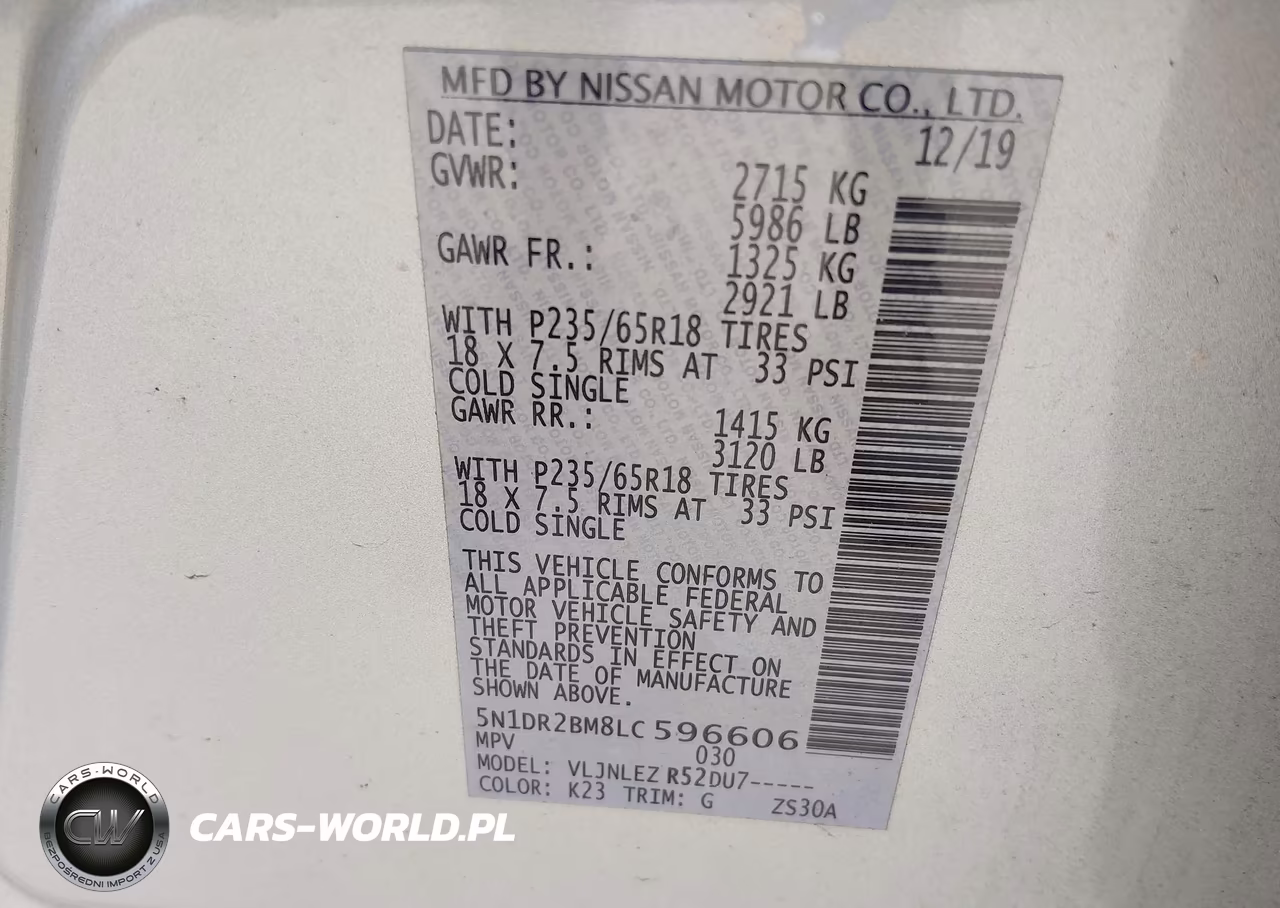 2020 Nissan Pathfinder Sv 4Wd VIN:5N1DR2BM8LC596606 - 9