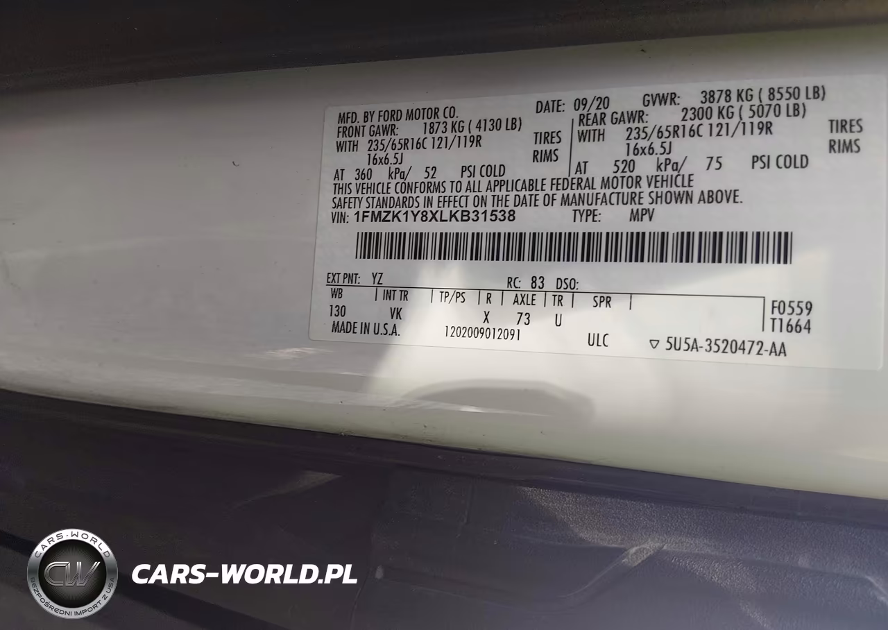 2020 Ford Transit-150 Passenger Van Xl VIN:1FMZK1Y8XLKB31538 - 9
