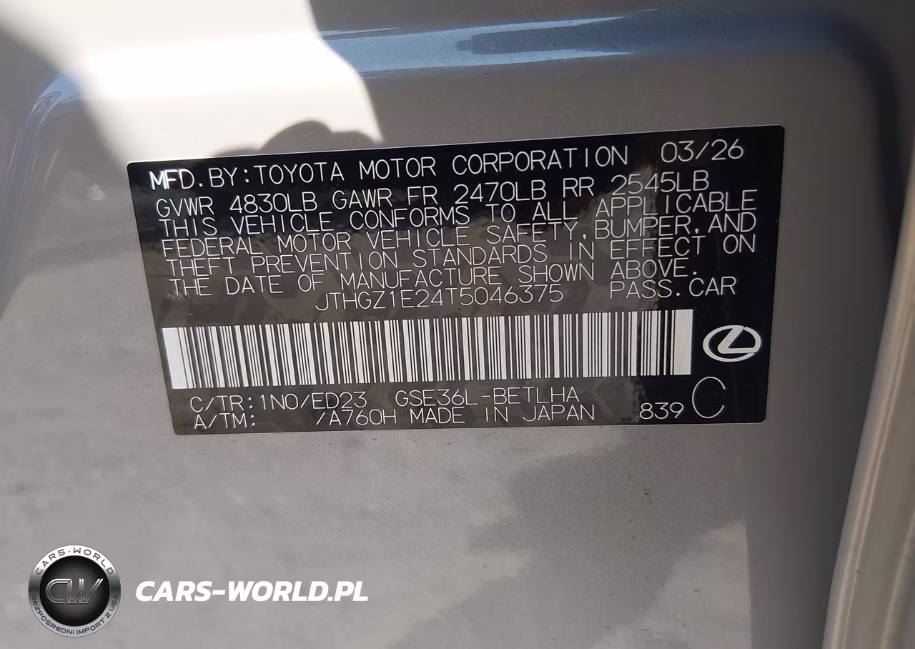 2026 Lexus Is 350 F Sport VIN:JTHGZ1E24T5046375 - 9