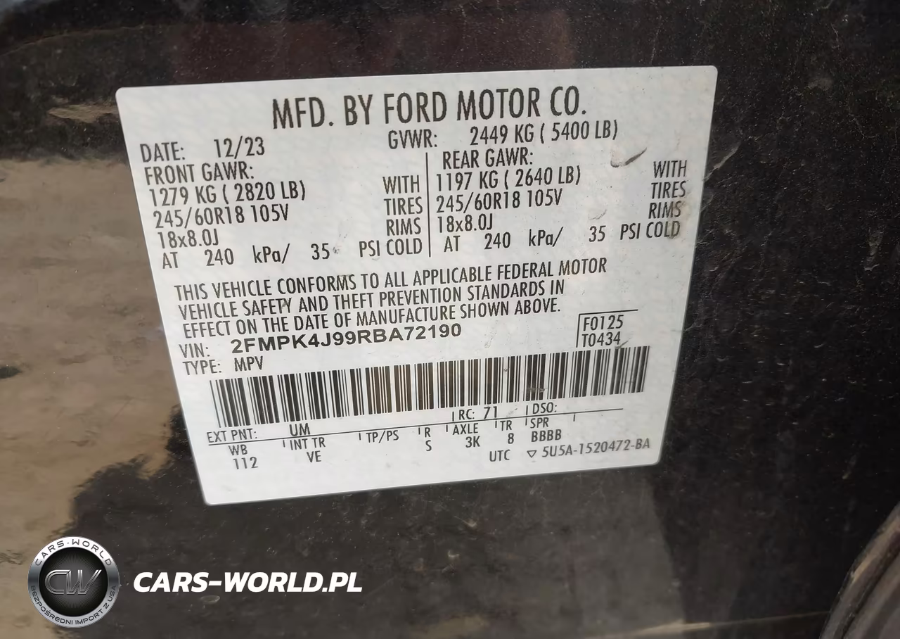 2024 Ford Edge Sel VIN:2FMPK4J99RBA72190 - 9