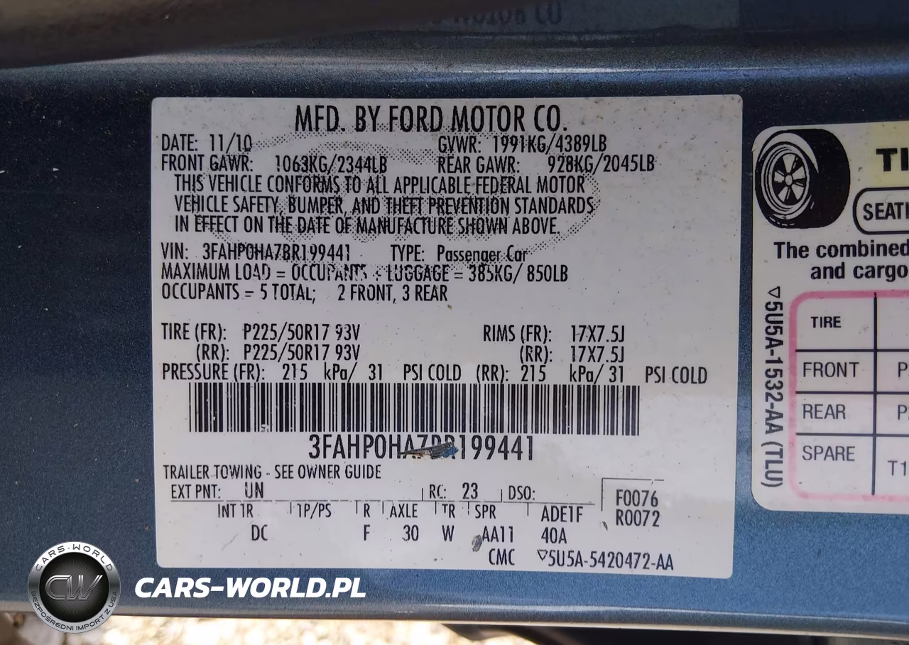 2011 Ford Fusion Se VIN:3FAHP0HA7BR199441 - 9