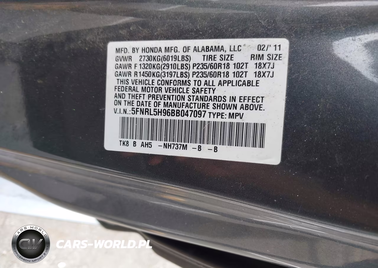 2011 Honda Odyssey Touring-Touring Elite VIN:5FNRL5H96BB047097 - 9