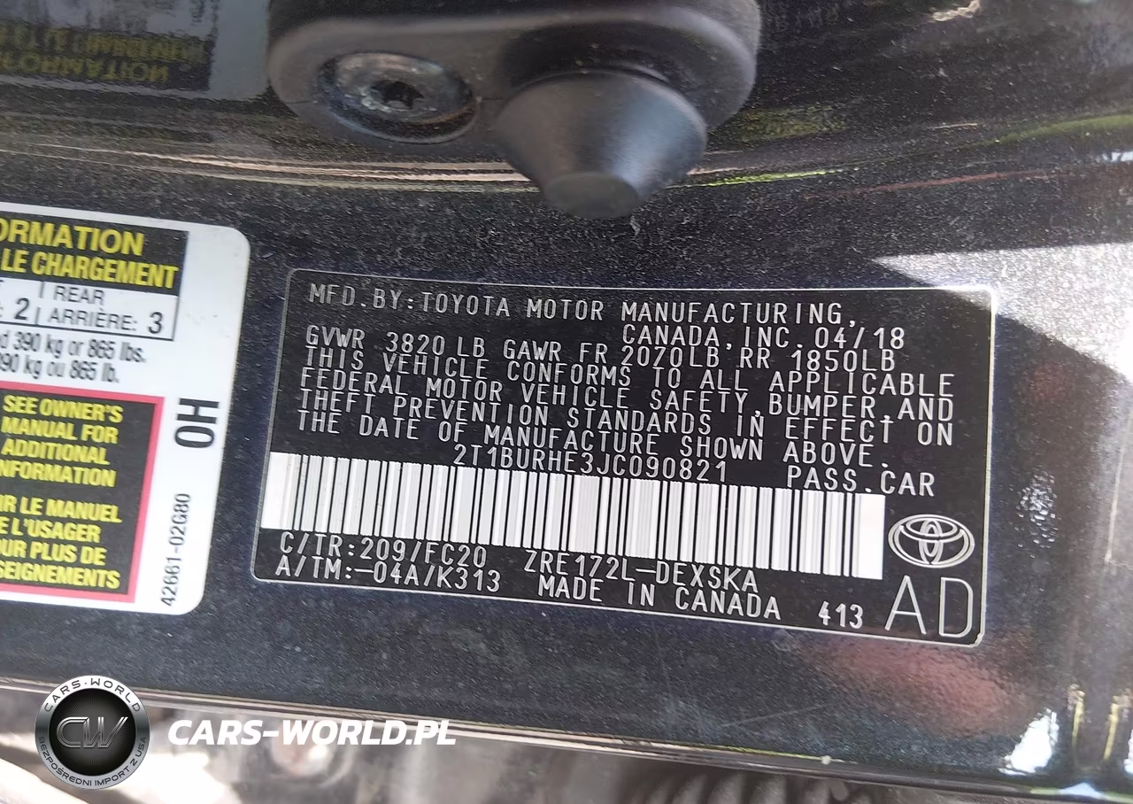 2018 Toyota Corolla Se VIN:2T1BURHE3JC090821 - 9