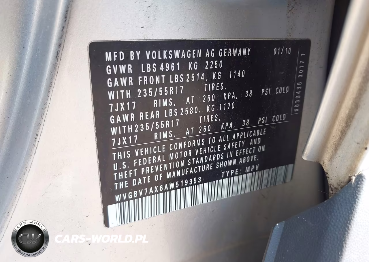 2010 Volkswagen Tiguan Wolfsburg Edition VIN:WVGBV7AX6AW519353 - 9