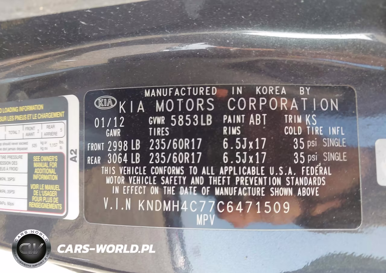 2012 Kia Sedona Ex VIN:KNDMH4C77C6471509 - 9
