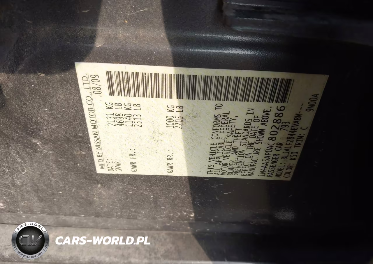 2010 Nissan Maxima 3.5 Sv VIN:1N4AA5AP0AC802886 - 9