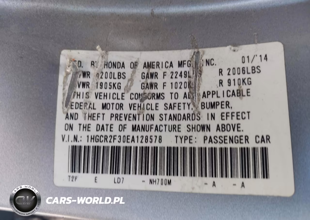 2014 Honda Accord Lx VIN:1HGCR2F30EA128578 - 9