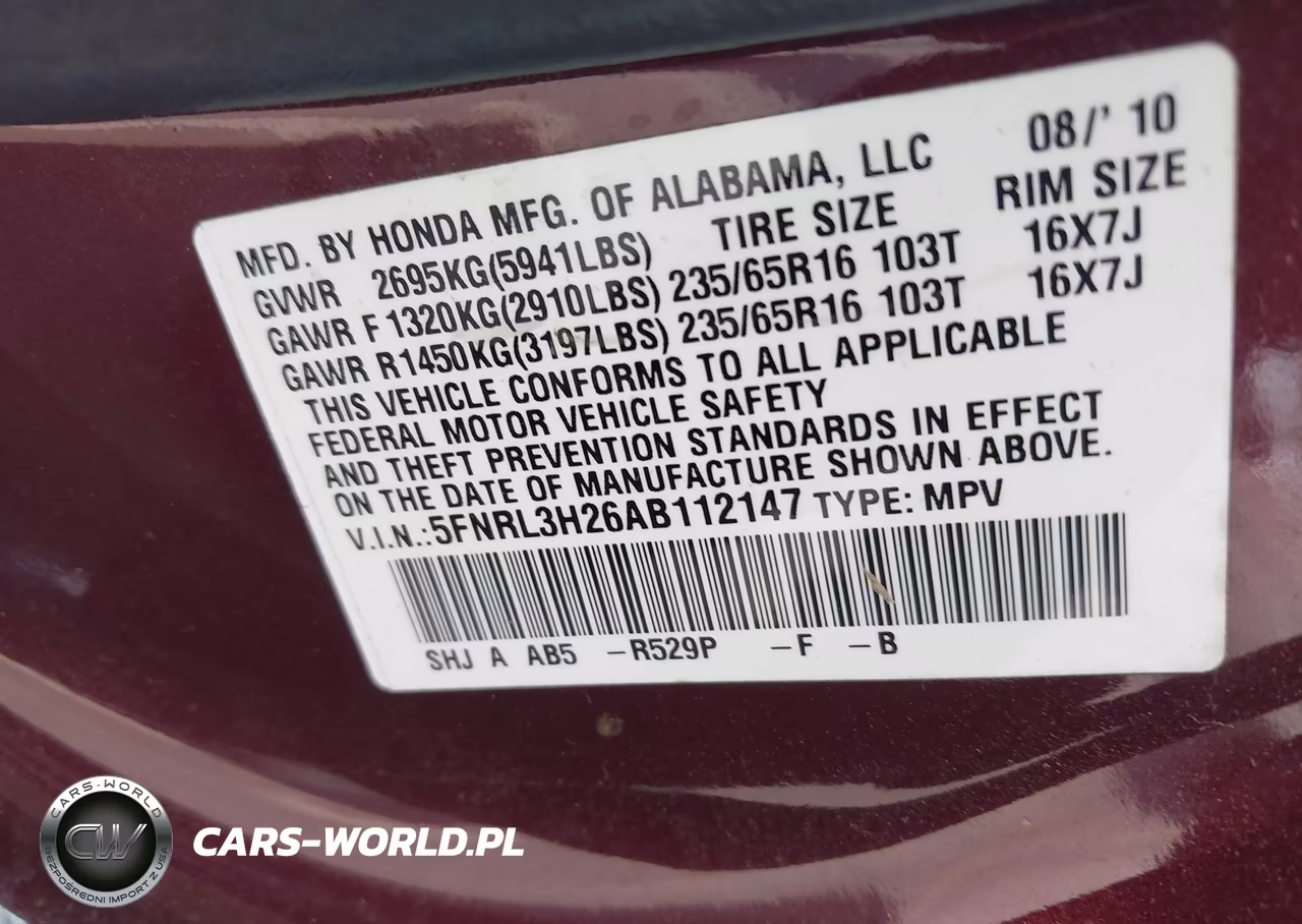 2010 Honda Odyssey Lx VIN:5FNRL3H26AB112147 - 9