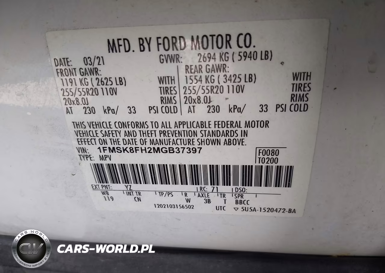 2021 Ford Explorer Limited VIN:1FMSK8FH2MGB37397 - 9
