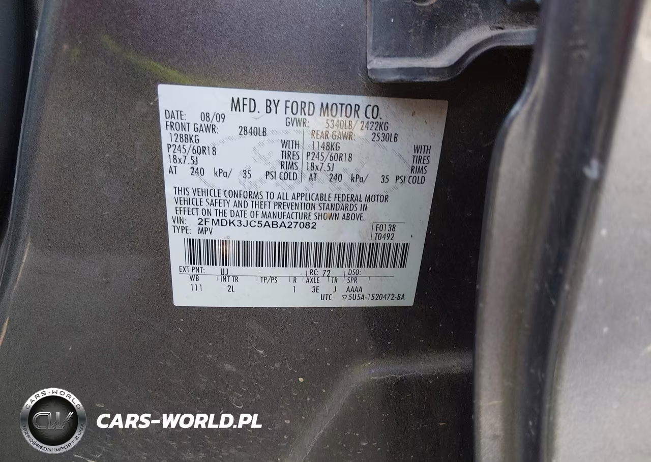 2010 Ford Edge Sel VIN:2FMDK3JC5ABA27082 - 9